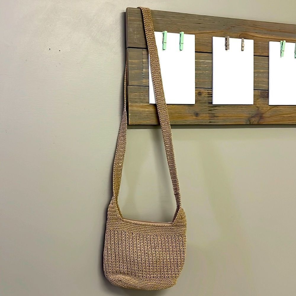Frankie and Johnnie Textured Tan/beige Knitted Crossbody  with Matching Wallet